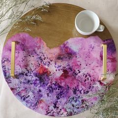 dmcoriginalart flower fall serving tray