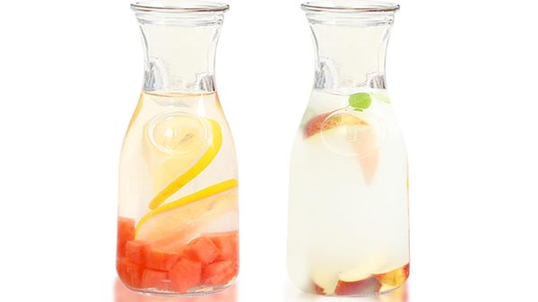 2 Pcs Glass Carafe with Lids, 1 Liter Juice 