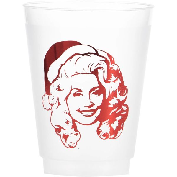 Dolly Parton Red Frosted Christmas Cups, Pack of 6