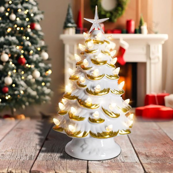 Vipush 12.4" Ceramic Christmas Tree with Star