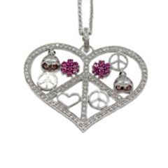 peacelovejewelrybynancydavis peace love necklaces heart peace white topaz pendant with good luck charms