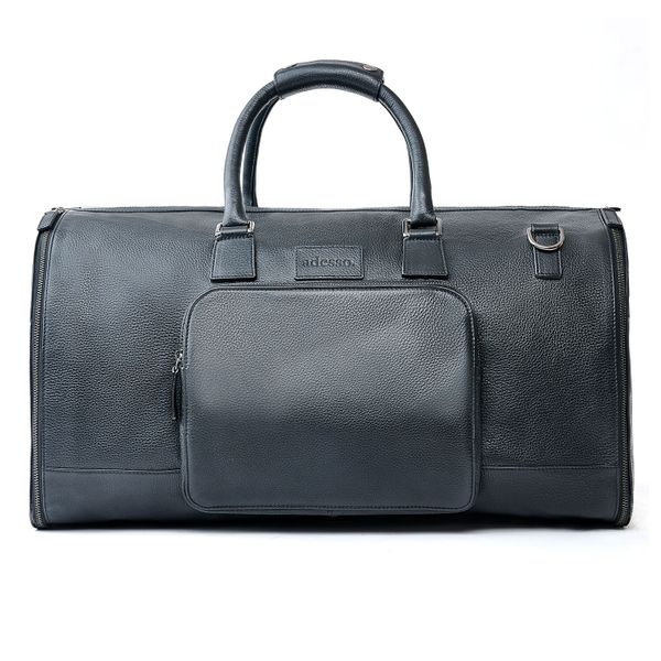 Men's Black Leather Garment Weekender Bag